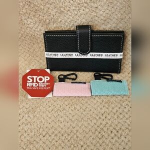 RFID wallet and 2 Chapstick Holders, NWOT, Black/Pink/Teal